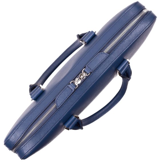 Kožená slim taška na notebook John & Paul - modrá