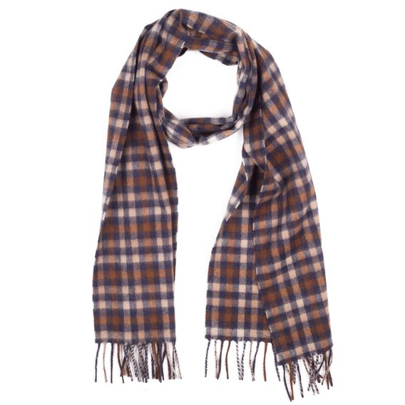 Kašmírová šála John & Paul - modro-oranžově kostkovaná