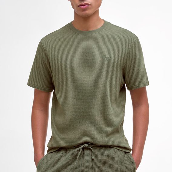 Barbour Platford Tailored Waffle T-Shirt — Light Moss