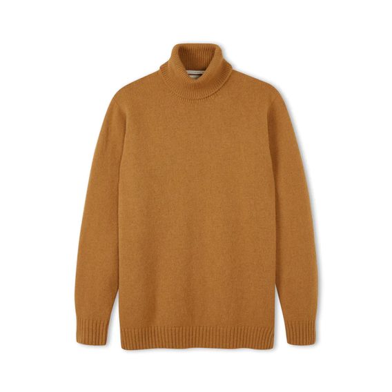 Пуловер от мерино вълна Peregrine Maker's Stitch Polo Neck - Honey