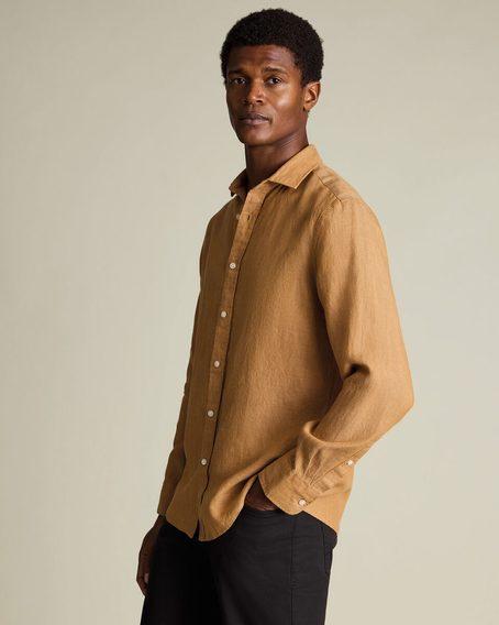 Charles Tyrwhitt Pure Linen Shirt — Gold