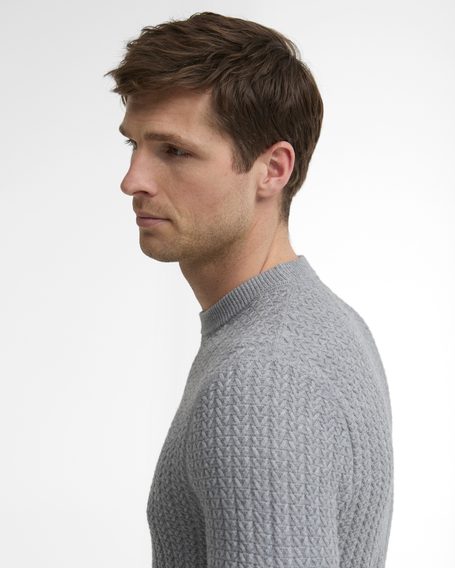 Barbour Herringbone Knitted Crew — Grey