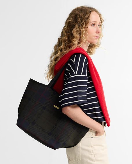 Barbour Layla Tartan Large Tote Bag — Shadow Classic Tartan