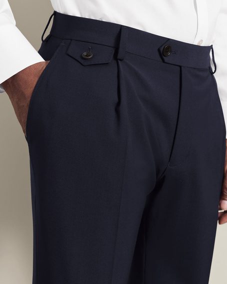 Charles Tyrwhitt Pleat Front Wool Stretch Pants — Navy
