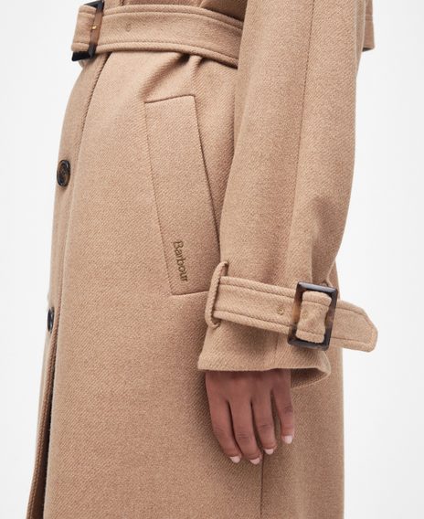 Barbour Alberta Wool Trench Coat — Sepia