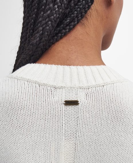 Barbour Belmore Striped Crew Neck Jumper — Ecru