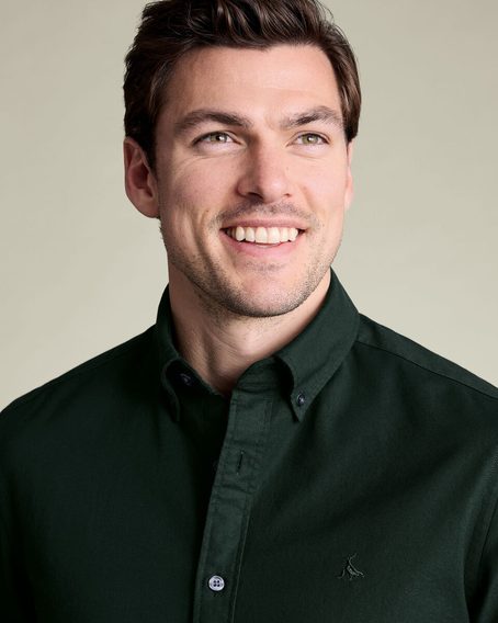Charles Tyrwhitt Stretch Washed Oxford Shirt — Forest Green
