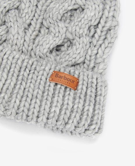 Barbour Penshaw Cable-Knit Beanie — Classic Grey