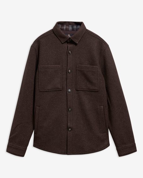 Barbour Marltown Tailored Wool Blend Overshirt — Brown