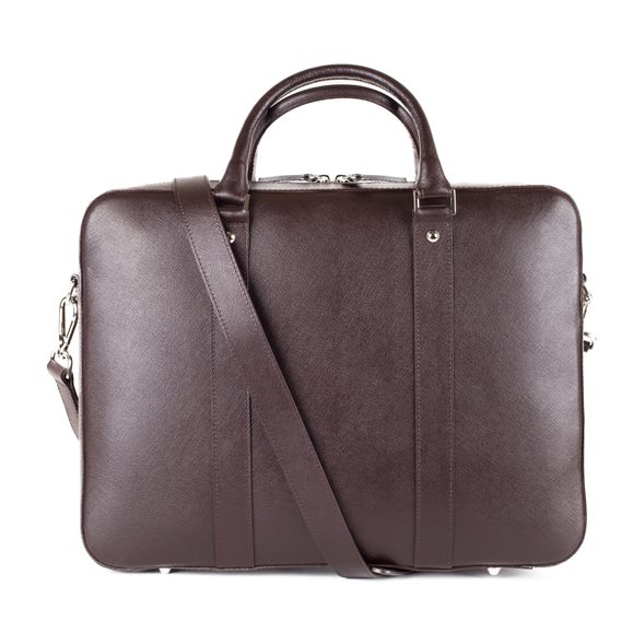 Kožená taška na notebook John & Paul - tmavě hnědá