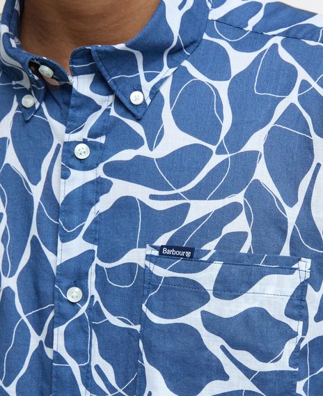 Barbour Spillroad Printed Short-Sleeved Shirt — Dark Denim
