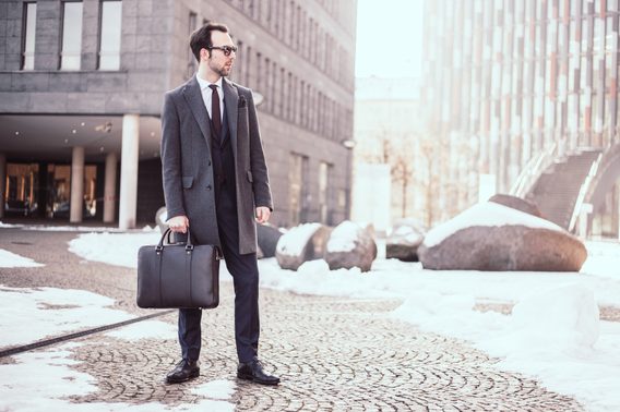 Kožená taška na notebook John & Paul - tmavě hnědá