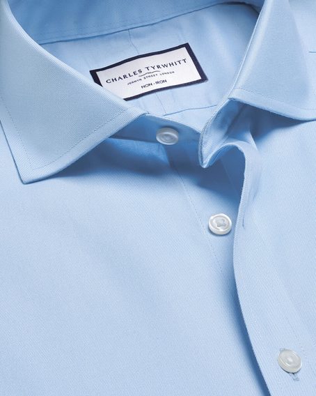 Charles Tyrwhitt Non-Iron Twill Cutaway Slim Fit Shirt — Sky Blue