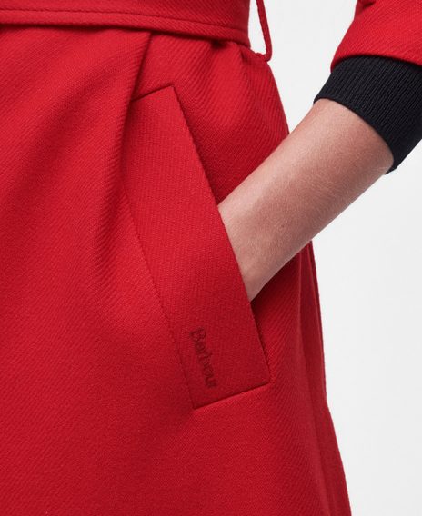 Barbour Alberta Wool Trench Coat — Blaze Red