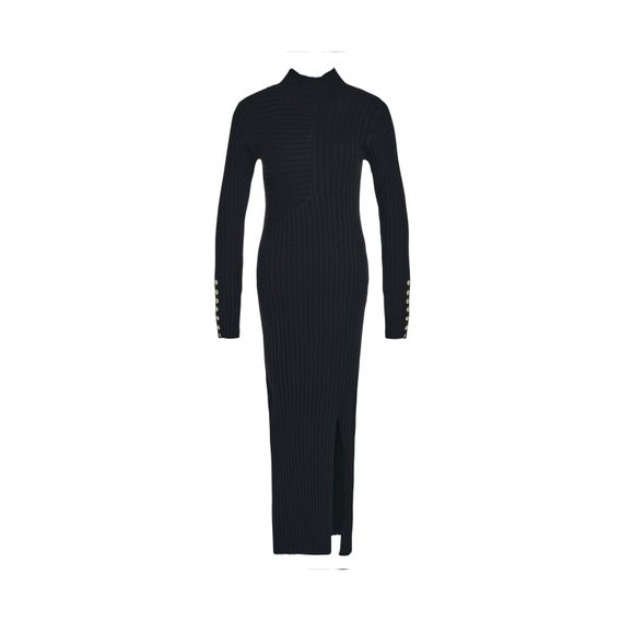 Barbour Black Bordley Knitted Midi Dress