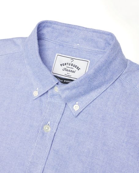 Памучна риза Portuguese Flannel Brushed Oxford - Blue (button-down)