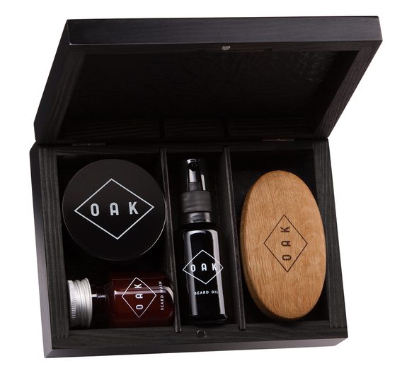 Dárková krabička na plnovous OAK - mýdlo, olej, pasta, kartáč
