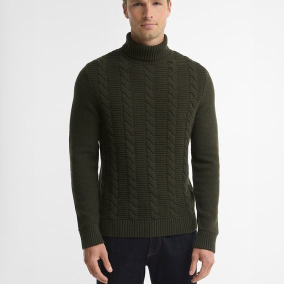 Barbour Staplecross Rollneck Sweater — Forest Green