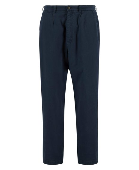 Barbour Cotton Linen Relaxed Trousers — Navy