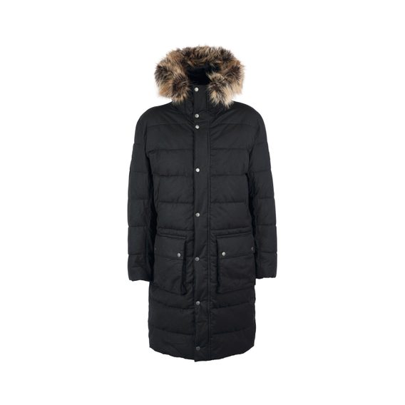 Barbour International Dowanside Wax Parka Jacket — Classic Black