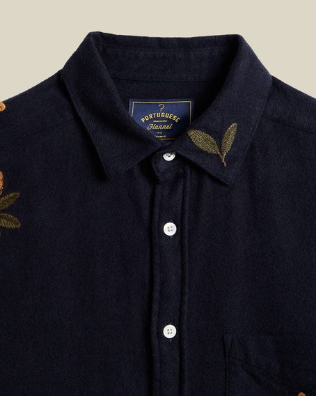 Portuguese Flannel Embroidery Flannel — Navy