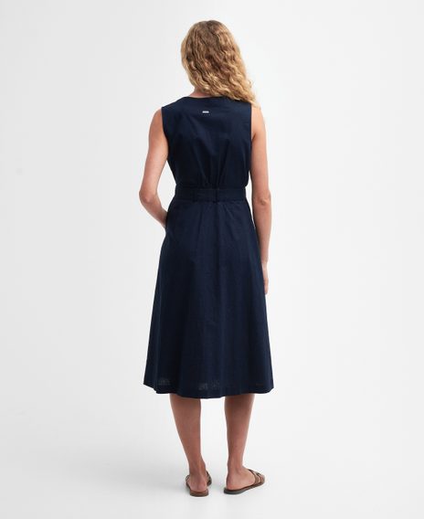 Barbour Rutherglen Sleeveless Midi Dress — Classic Navy