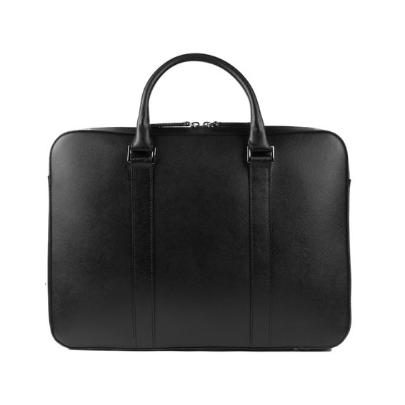 Kožená slim taška na notebook John & Paul - černá