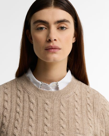 Barbour Ashdown Relaxed Cable-Knit Jumper — Honey