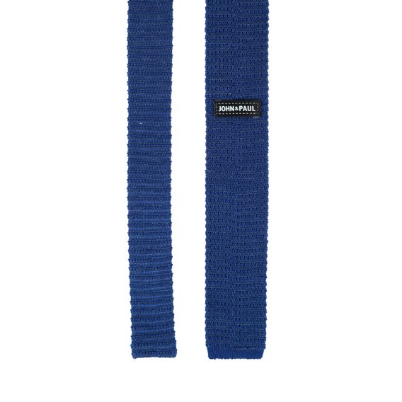 Modrá pletená kravata z hedvábí a lnu