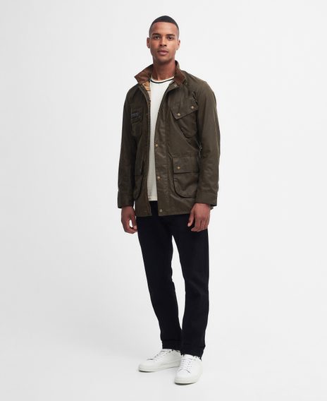 Barbour International Tourer Slim Wax Jacket — Sage