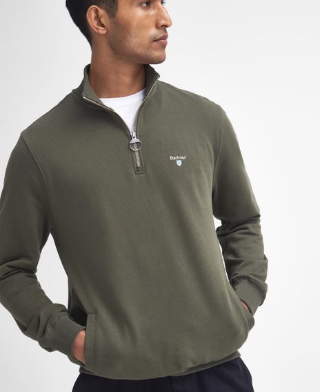 Barbour Beckhill Half Zip Sweatshirt — Mid Olive