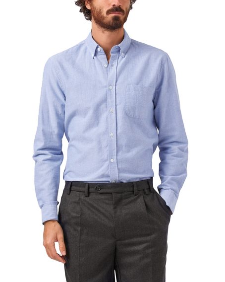 Памучна риза Portuguese Flannel Brushed Oxford - Blue (button-down)