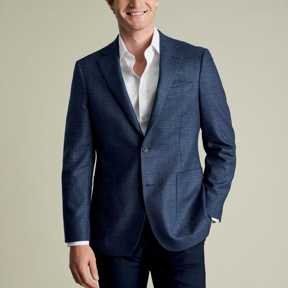 Charles Tyrwhitt Wool Twill Silk Jacket — Ink Blue