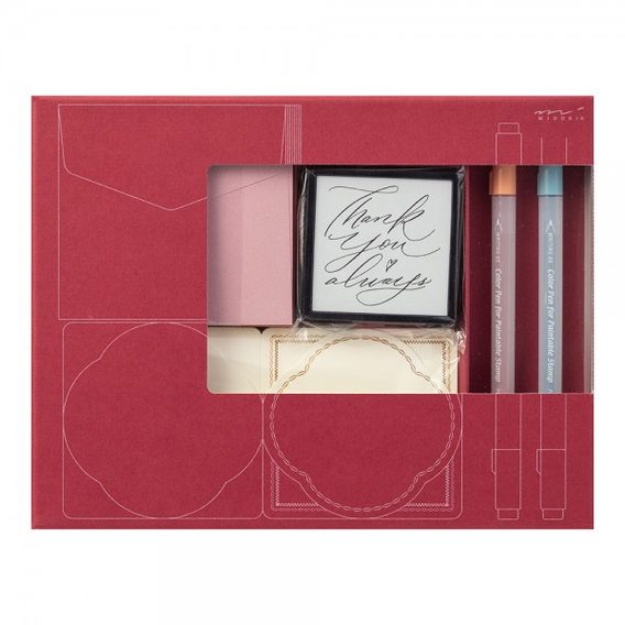 Sada samonamáčecích razítek Midori Paintable Stamp Kit Thank You Always: 70th Limited Edition