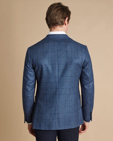 Charles Tyrwhitt Wool Silk Check Jacket — Ocean Blue