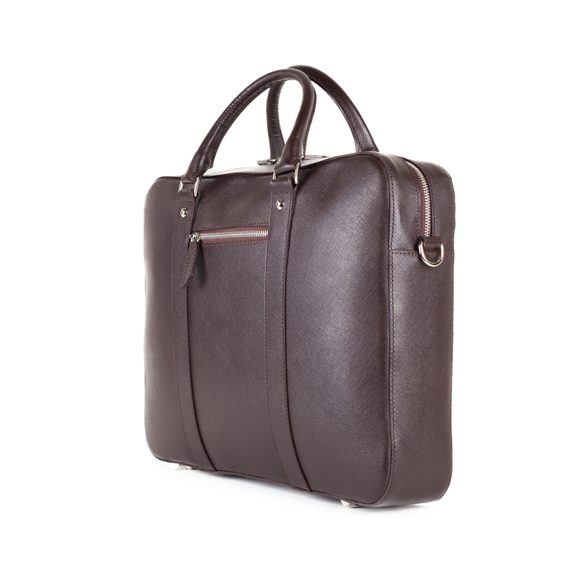 Kožená taška na notebook John & Paul - tmavě hnědá