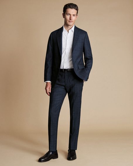 Charles Tyrwhitt Ultimate Performance Check Suit Jacket — Dark Navy