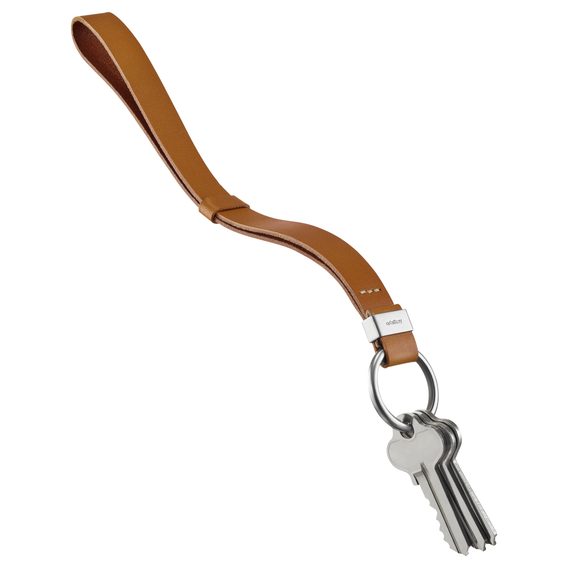 Chytré poutko na klíče Orbitkey Strap - tan se stříbrným kroužkem