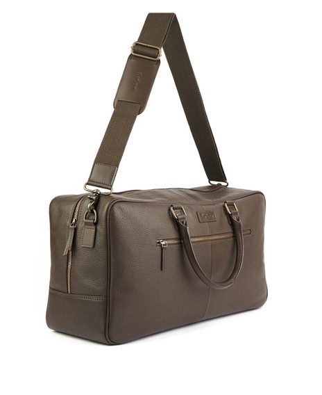 Kožená víkendová taška Barbour Highgate Leather Holdall - tmavě hnědá