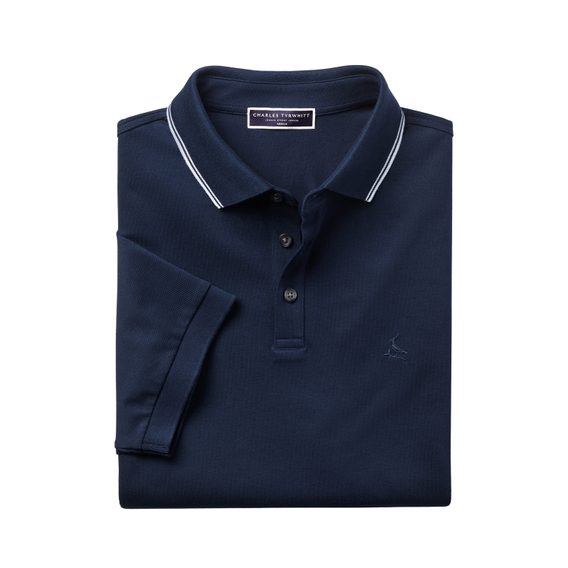 Charles Tyrwhitt Pique Polo — Navy / White Tipping