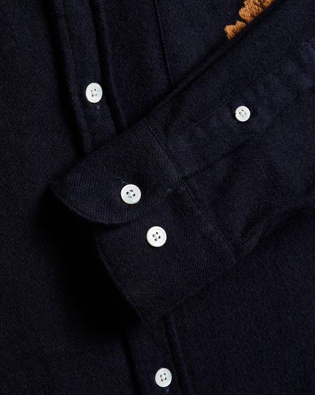 Portuguese Flannel Embroidery Flannel — Navy