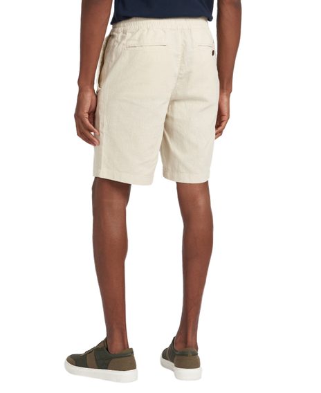Jednobarevné lněné kraťasy Barbour Linen Mix Shorts - krémově bílé