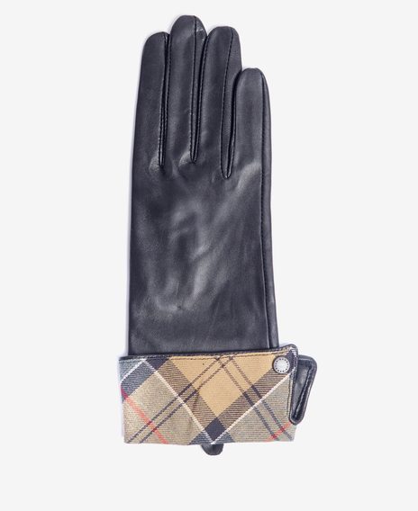 Barbour Lady Jane Leather Gloves — Black Dress Tartan