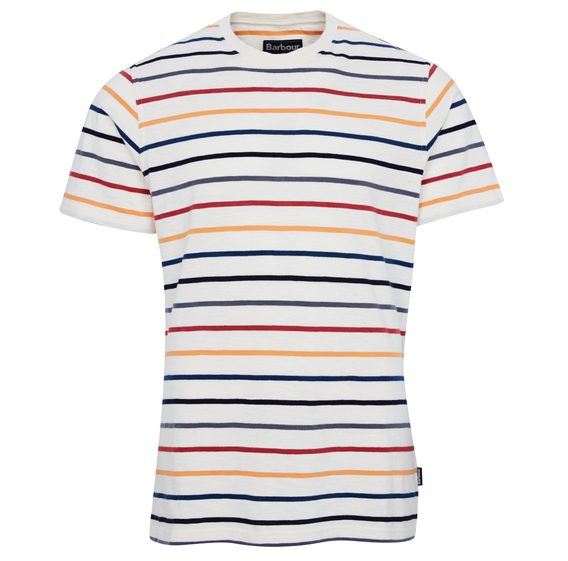 Pruhované tričko Barbour Summer Stripe - krémově bílé