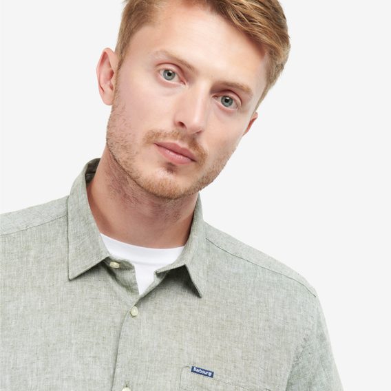 Barbour Nelson Short Sleeve Shirt — Bleached Olive