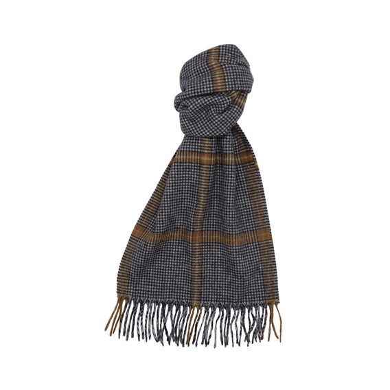 Joshua Ellis Plaid Lambswool Scarf — Puppytooth Border