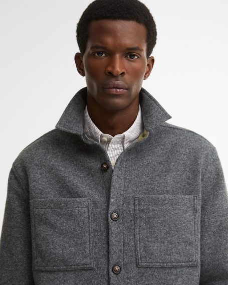Barbour Marltown Tailored Wool Blend Overshirt — Grey