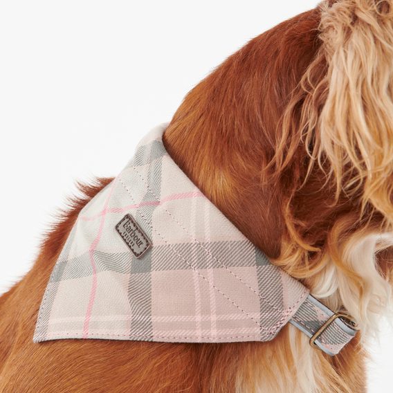 Bavlněná bandana Barbour - Taupe / Pink Tartan