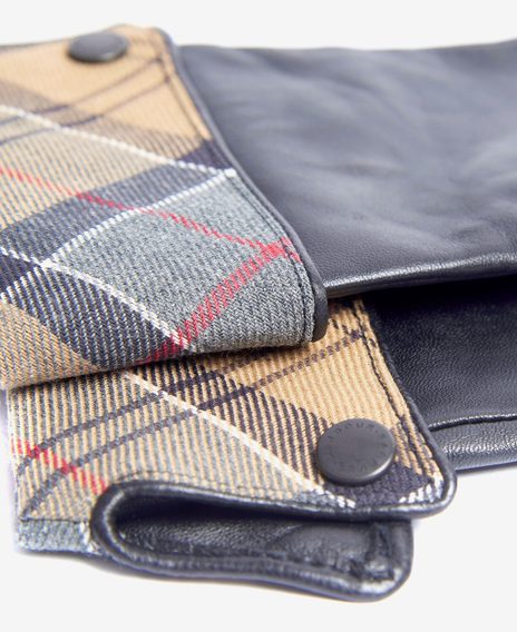 Barbour Lady Jane Leather Gloves — Black Dress Tartan