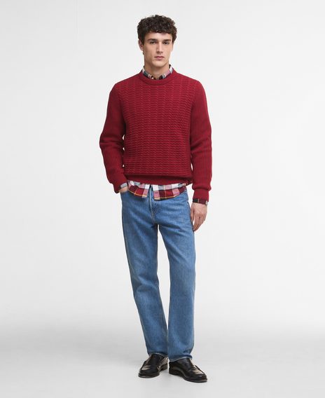 Barbour Cleveland Crew Neck Jumper — Biking Red